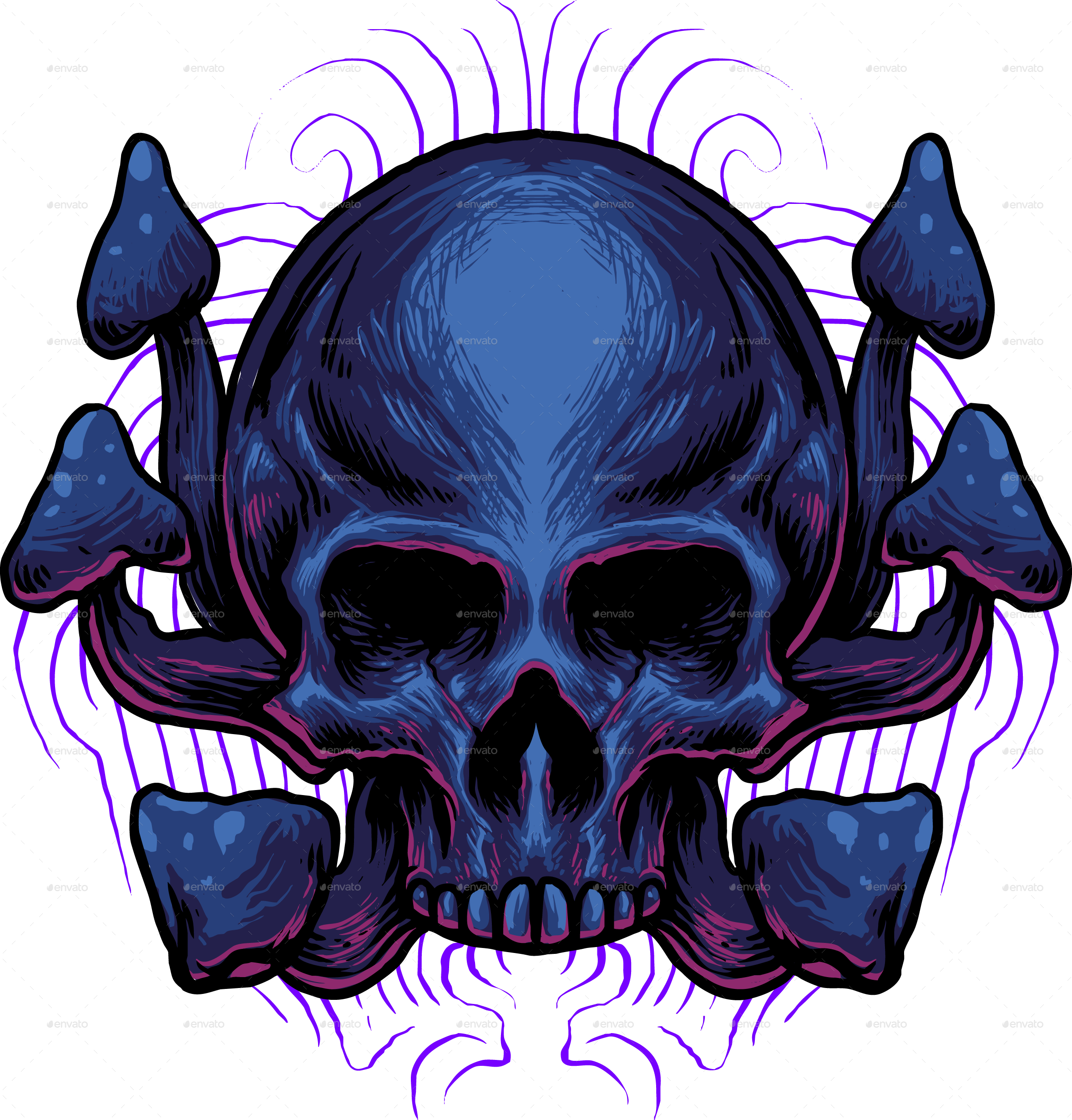 Mushroom Skull Vector illustration, Vectors GraphicRiver